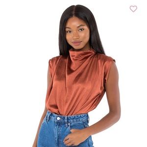 LINE & DOT Dolly Satin Mock Neck Blouse
